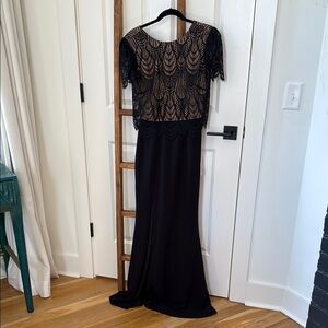 Black Lace Illusion Evening Gown